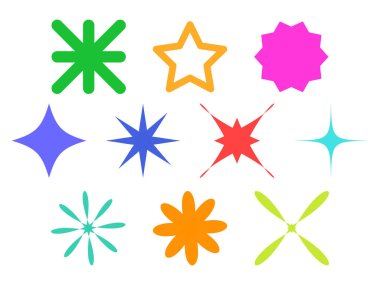 Çok renkli el yapımı yıldız şekli vektör çizimi seti