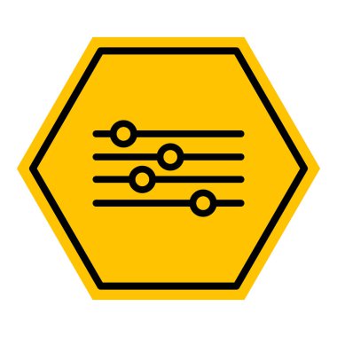 Soyut sarı ve siyah altıgen çizgi ayar aracı düz simge tasarımı