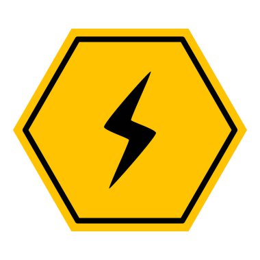 Soyut sarı ve siyah altıgen flaş çizgisi düz simge tasarımı