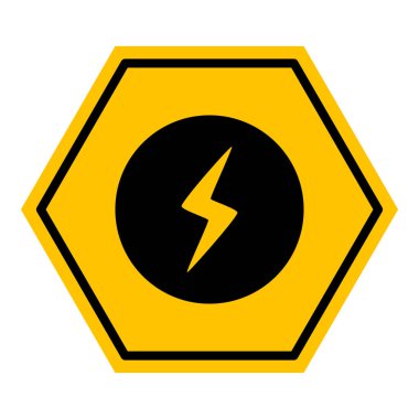 Soyut sarı ve siyah altıgen daire elektrik enerjisi aydınlatma düz simgesi tasarımı