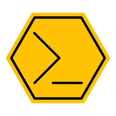 Soyut sarı ve siyah altıgen komut satırı arayüzü düz simge tasarımı