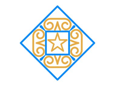 Mavi ve Altın renkli soyut Vintage Geometrik Yıldız Deseni