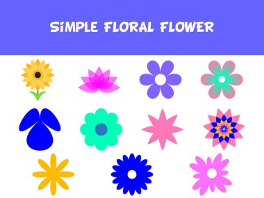 Çiçekli düz dizayn setinin soyut tasarımı