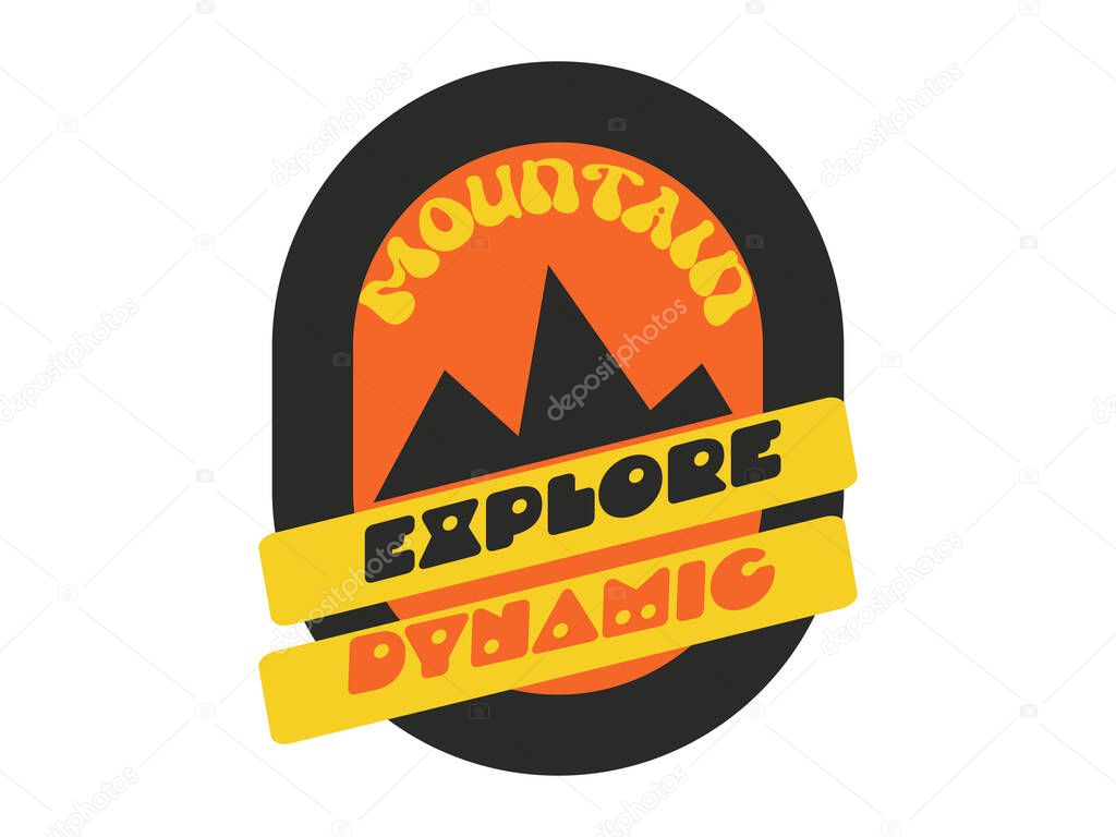 Abstract retro mountain adventure retro camping badge