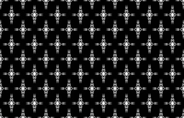 Siyah ve beyaz ikat kabile Tekstil modern desen. Sorunsuz arka plan. Grafik tasarım için kapak, halı, halı, duvar kağıdı, giyim, kumaş sarma. Vektör çizim.