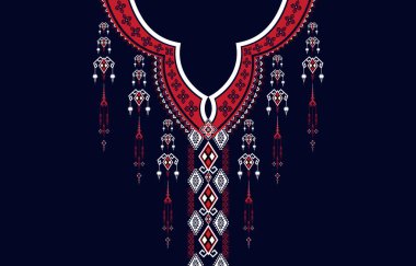 Geometrik oryantal desenli geleneksel çiçek kolyesi kadınlar için nakış tasarımları moda arka planlar, duvar kağıtları, giysiler ve ambalajlar.