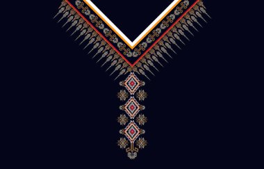 Geometrik oryantal desenli geleneksel çiçek kolyesi kadınlar için nakış tasarımları moda arka planlar, duvar kağıtları, giysiler ve ambalajlar.