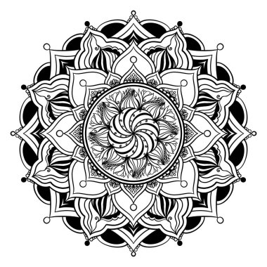 Tasarım için mandala çiçeği deseni, zamansız ve büyüleyici bir tasarım yaratan çarpıcı detaylar içerir. Ev dekorasyonu ve tekstil için mükemmel., 