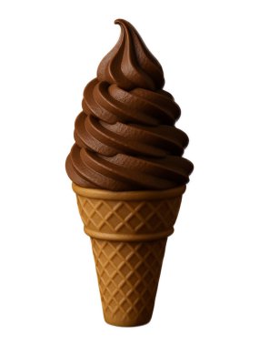 Çikolatalı dondurma koni üzerinde beyaz izole