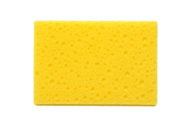 Beyaz arka planda sarı sünger, izole.