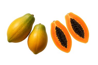 Beyaz arka planda izole Papaya meyvesi