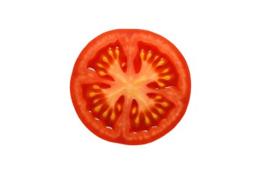 domates dilimi üzerinde beyaz izole