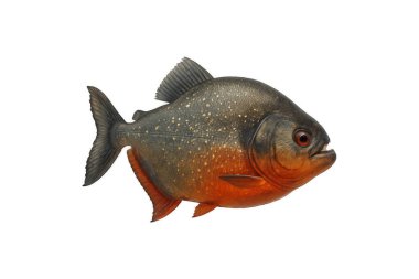 Beyaz arka planda pirana balığı