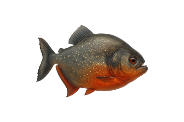 Beyaz arka planda pirana balığı