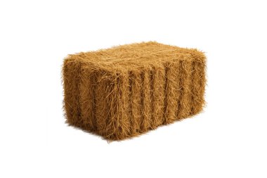 Pile of straw isolated on white background. Natural dry haystack, perfect for agricultural, rural, and organic farm design concepts