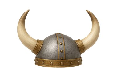 Beyaz arkaplanda Viking miğferi