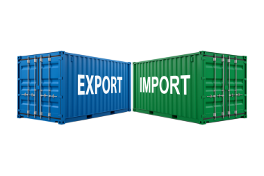 blue and green shipping container . Used in global logistics and freight transport. Ideal for business presentations, infographics, and industrial design projects, export and import word