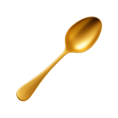 Şeffaf arka planda izole edilmiş zarif altın kaşık. Yüksek çözünürlüklü 3D mutfak gereçleri, yemek takımı ya da çatal bıçak tasarımı için altın çatal bıçak. Birinci sınıf restoran markası için mükemmel.