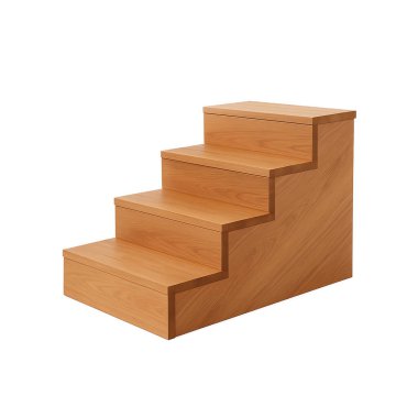 Minimum ahşap merdiven basamağı beyaz arka planda izole edilmiş. Ürün gösterimi, iç tasarım veya mimari kavramlar için ideal