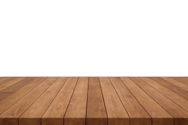 Şeffaf arka planda ahşap masa üstü, ürün sunumu için gerçekçi boş ahşap yüzey, taklit tasarım, ve yiyecek, içecek için şablon, ticaret ürünlerini sergilemek için mükemmel.