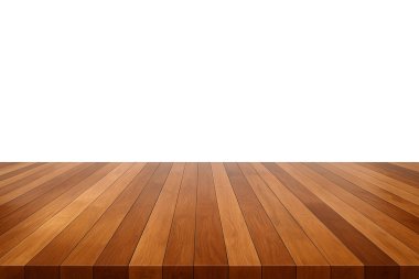 Şeffaf arka planda ahşap masa üstü, ürün sunumu için gerçekçi boş ahşap yüzey, taklit tasarım, ve yiyecek, içecek için şablon, ticaret ürünlerini sergilemek için mükemmel.