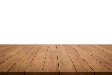 Şeffaf arka planda ahşap masa üstü, ürün sunumu için gerçekçi boş ahşap yüzey, taklit tasarım, ve yiyecek, içecek için şablon, ticaret ürünlerini sergilemek için mükemmel.
