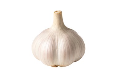 Beyaz arka planda taze sarımsak soğanı. Mutfak, sağlık ve organik gıda kavramları için mükemmel.