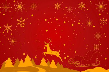 Mutlu Noeller ve mutlu yeni yıl tanıtım afişleri şenlikli, Noel afişi ve büyülü ren geyiği sahnesi 