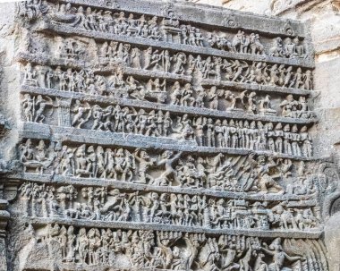 Hindistan 'da bir Ellora Mağarası heykeli