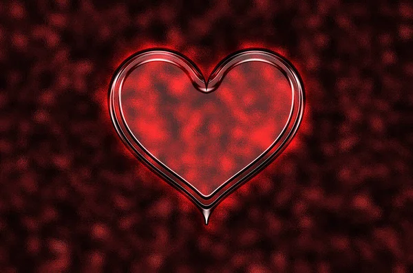 Червоне Скляне Серце День Святого Валентина Червона Глянсова Форма Серця — стокове фото