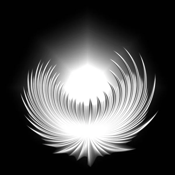Białe Świecące Skrzydła Anioła Kryształowe Skrzydła Anioła Czarnym Tle — Zdjęcie stockowe