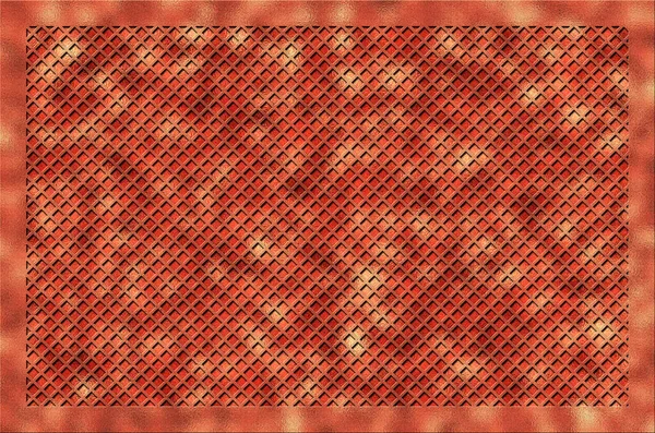 Kablo örgüsü arka planı. Parlak kırmızı turuncu arkaplanda parlak turuncu bir kablo örgüsü. Bir çerçeve ile soyut cam tel örgüsü.