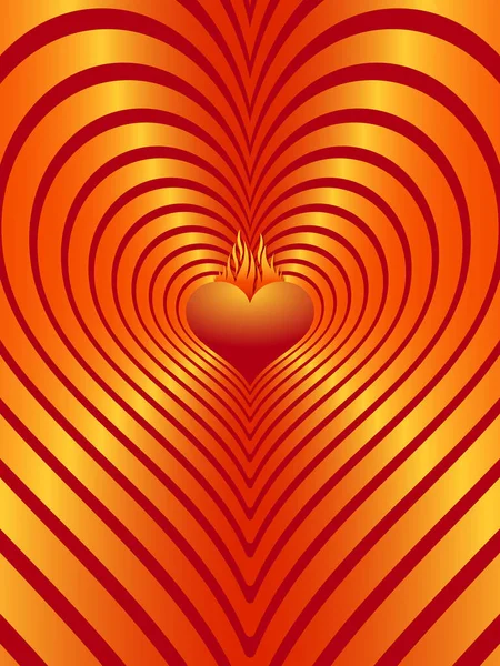 Heart in flames. Colorful heart reflection and illustration for love, valentine and wedding.