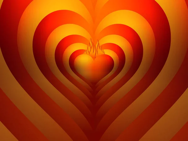 Hart Vlammen Kleurrijke Hart Reflectie Illustratie Voor Liefde Valentijn Bruiloft — Stockfoto