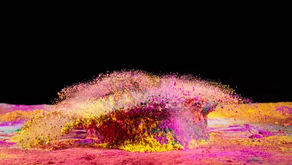 Colorful Powder Explosion Isolated Black Banner — Stock Photo, Image
