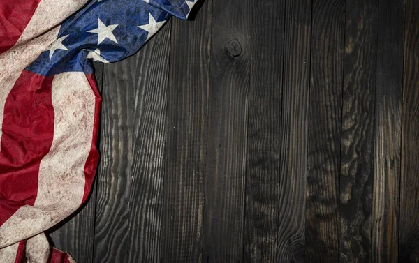 Amerika Birleşik Devletleri Bayrağı Koyu Ahşap Masa Manzaralı — Stok fotoğraf
