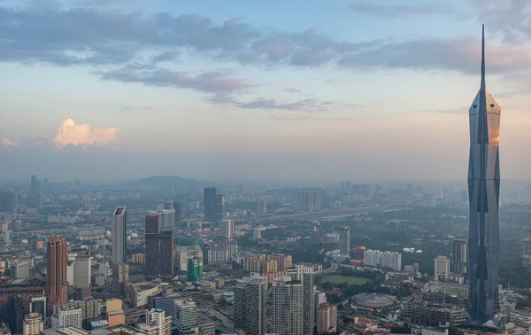 Kuala Lumpur City View Warisan Merdeka Tower Sunset Time — стокове фото