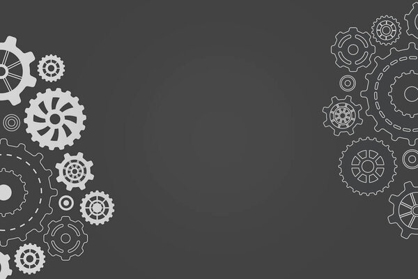 Различные шестерни на сером фоне конфигурации.