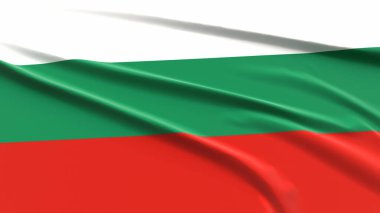 Bulgaristan Bayrağı. Kumaş desenli Bulgar Bayrağı. 3 Boyutlu Resim Çizimi.