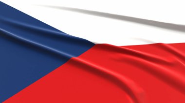 Çek Cumhuriyeti Bayrağı. Kumaş desenli Çek Bayrağı. 3 Boyutlu Resim Çizimi.