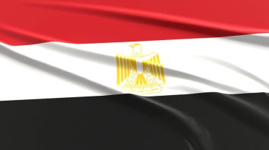 Mısır Bayrağı. Kumaş desenli Mısır Bayrağı. 3 Boyutlu Resim Çizimi.