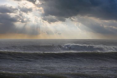 Büyük dalgalar Santa Barbara limanını vurdu.