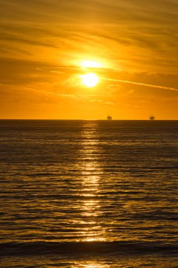 Sunset at Rincon beach in the Santa Barbara channel
