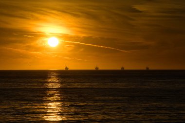 Sunset at Rincon beach in the Santa Barbara channel