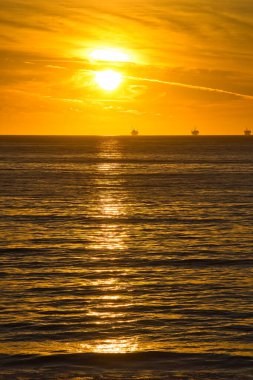 Sunset at Rincon beach in the Santa Barbara channel