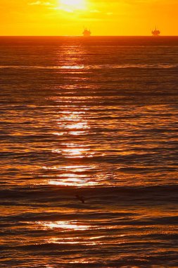 Sunset at Rincon beach in the Santa Barbara channel