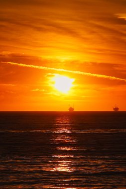 Sunset at Rincon beach in the Santa Barbara channel