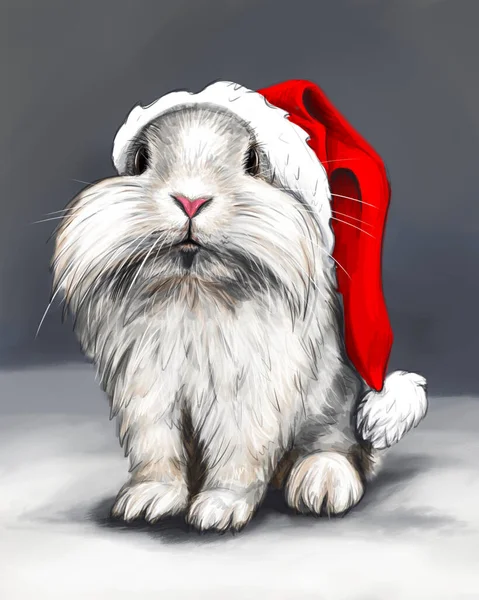 Digital drawing of a New Year\'s rabbit
