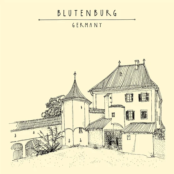 Blutenburg Castle Postcard Blutenburg Castle Old Ducal Country Seat West — Stock Vector