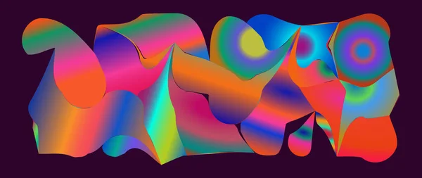 Gradient Vectoriel Glitch Art Numérique Formes Fluides Modèle Bannière Énergique — Image vectorielle